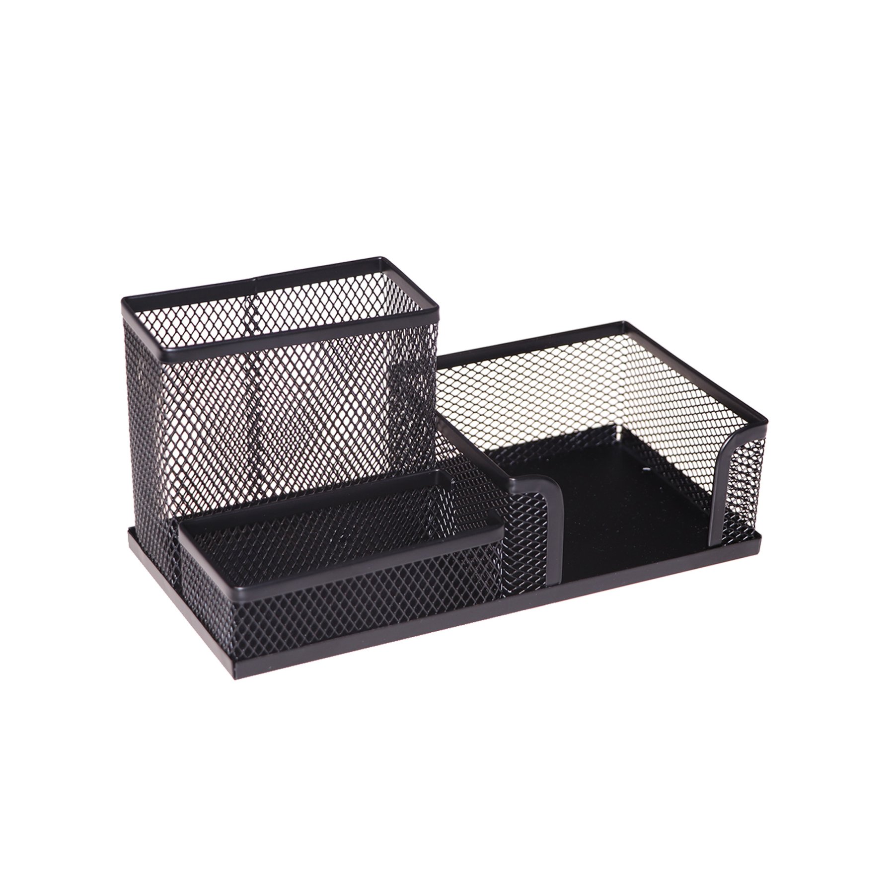Office 1 Desk organizer, with 3 compartments, mesh, metal, black